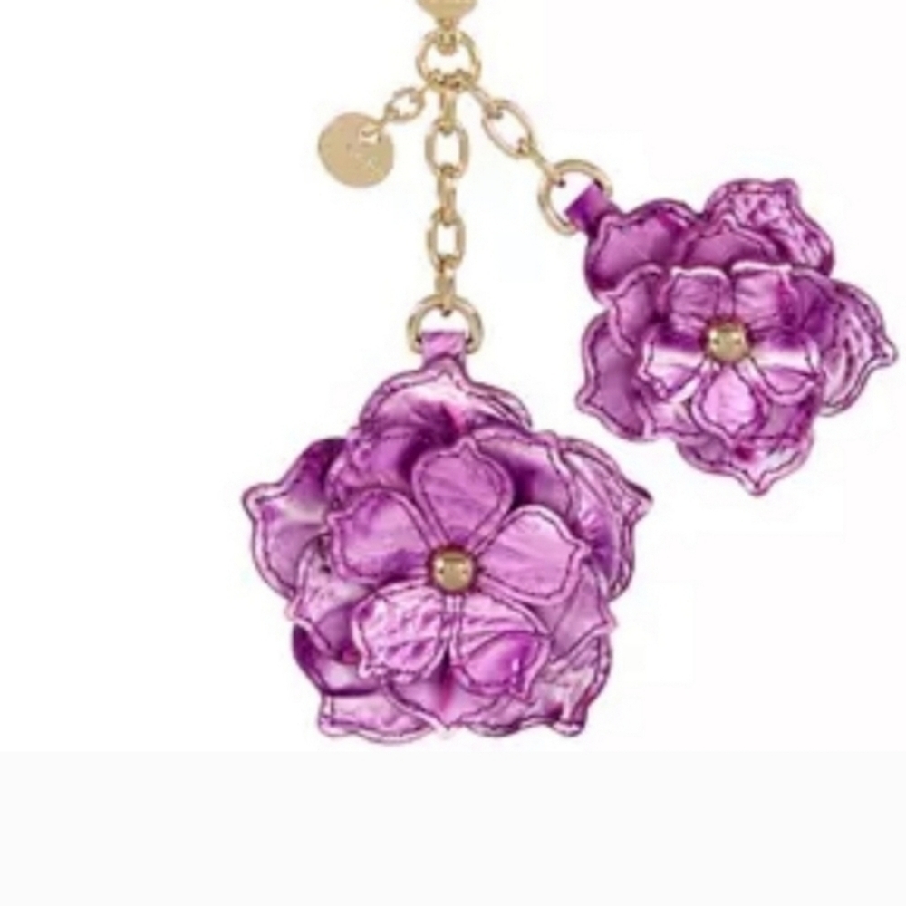 💜▪️Brahmin▪️Flower Duo Lilac Essence Melbourne Genuine Leather Bag Charm - Picture 4 of 6